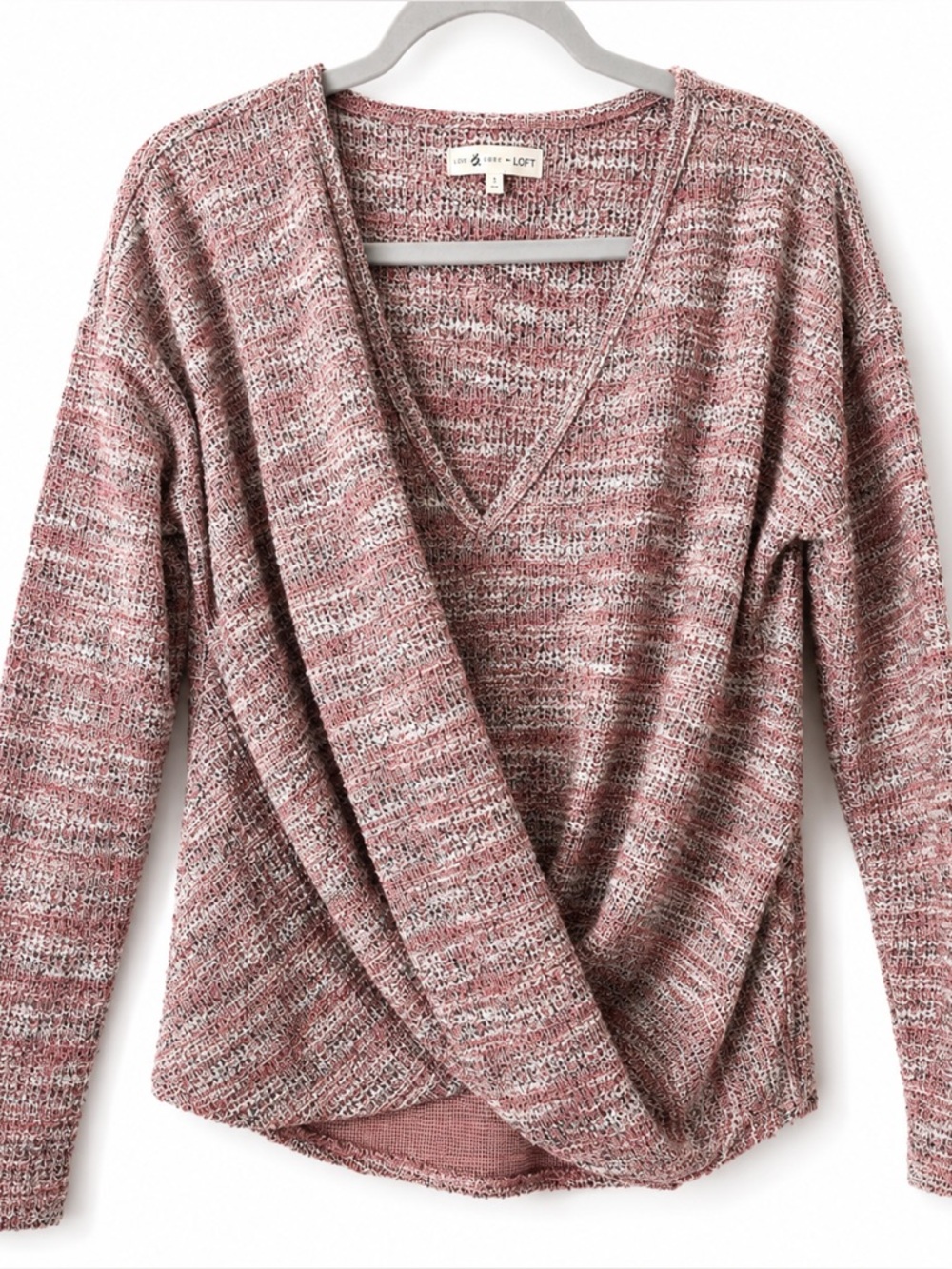 LOFT Marled Pink Sweater Shirt EUC Slouchy Oversized Comfortable